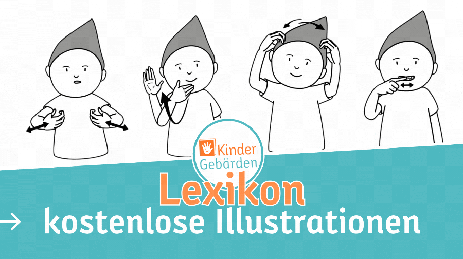 Kindergebärden Babygebärden lautsprachunterstützende Gebärden Babyzeichensprache kostenlos Illustration